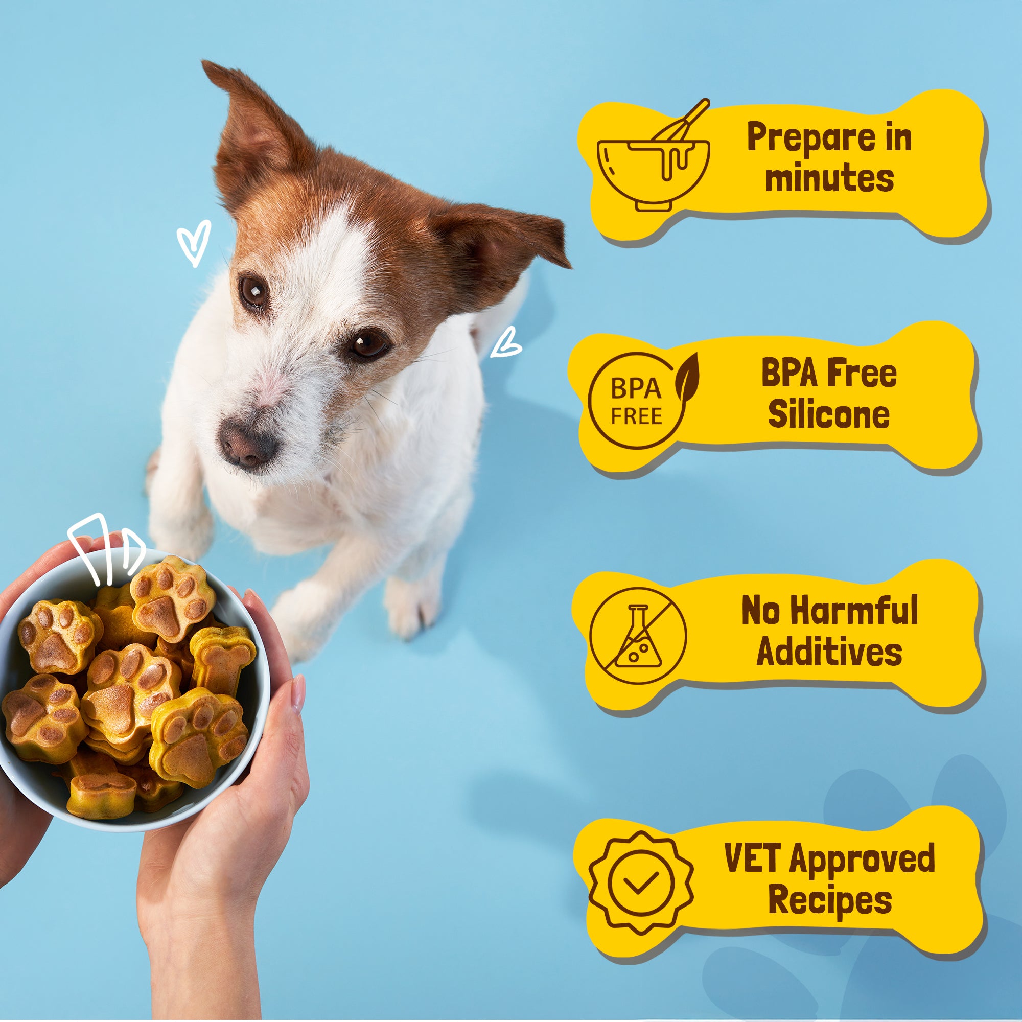 All-in-One Dog Treat Baking Kit with Silicone Molds, Cookie Cutters, Recipe Book & Gift Bags – Make Homemade Dog Biscuits with Ease & Love