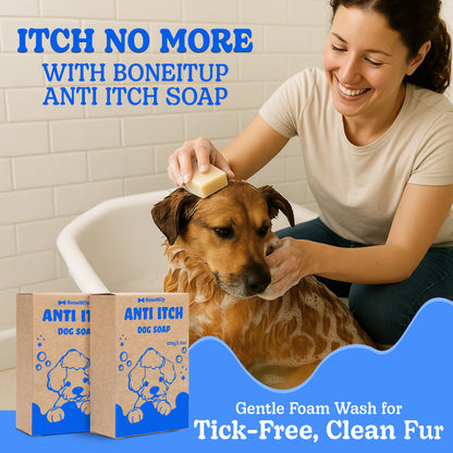 Anti-Itch Dog Soap Bars (2 Pack) – All-Natural Shampoo with Tea Tree, Lavender & Eucalyptus Oils – 100g each/3.5oz